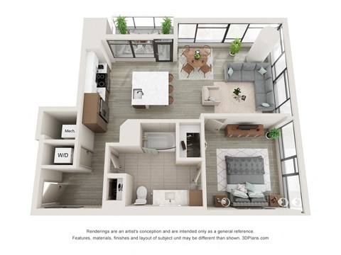 A8 one bedroom one bath floorplan